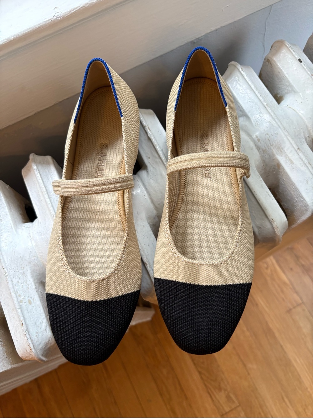 Rothy's Square Mary Jane in Cream Captoe Like New
